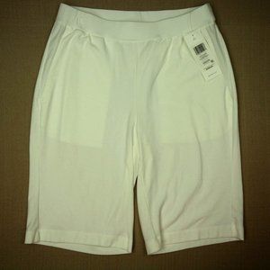 Eileen Fisher Pull On Walking Shorts Women's Size XXS Mid Rise White Knit NWT